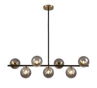 Modern Ceiling Lights Black Over Kitchen Island Pendant ing, Mid Century Gold Sputnik Chandelier with 7 Smoke Glass Globes, E27 Linear Glass Bubble Chandelier for Dining Room Fitting