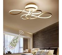 Modern Ceiling Lights Flush Mount Living Dining Room Lamp Dimmable with Remote Control Art Design Acrylic Shade Fixture Deco Chandelier for Lounge Kitchen Hallway Office Lighting L53*W34cm (Golden)
