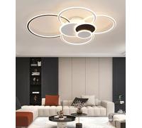Modern Ceiling Lights Living Room Internally & Externally Illuminated LED Black Large Dimmable with Remote Control Bedroom Lamps for Lobby (Black, 100cm)