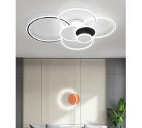 Modern Ceiling Lights Living Room Internally & Externally Illuminated LED Black Large Dimmable with Remote Control Bedroom Lamps for Lobby (Black, 90cm)