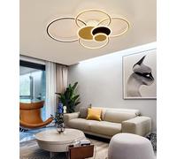 Modern Ceiling Lights Living Room Internally & Externally Illuminated LED Gold Large Dimmable with Remote Control Bedroom Lamps for Lobby (Gold, 90cm)