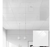 Modern Ceiling Tiles Peel and Stick, Decorative PVC Ceiling Wallpaper Square, Waterproof Ceiling Cladding Panels for Basement Bathroom Home Gym(White,50pcs(4.5㎡))