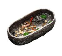 Modern Ceramic Fish Tank Turtle Tank Ceramic Basin Household Small Decorative Ceramic Flower Pot Desktop Display(Bruin)