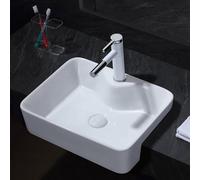 Modern Ceramic Rectangular Bathroom Vessel Sink, Easy to Install Wash Basin for Home or Restaurant, 18.9"x14.6"