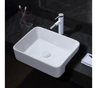 Modern Ceramic Rectangular Bathroom Vessel Sink, Easy to Install Wash Basin for Home or Restaurant, 18.9"x14.6"