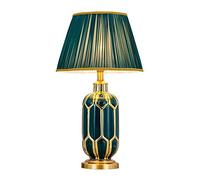 Modern Ceramic Table Lamp Handcraft 24.4/26.4 "High Contemporary Table Lamp Green Ceramic Fabric Drum Shade Decor Desk Lign/67 * 40Cm