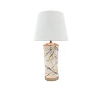 Modern Ceramic Table Lamp - Stylish Ceramic Lamp Available in Three Sizes, Ideal for Providing Soft, Ambient Lighting in Your Bedroom, Living Room, or Office (Gold Multicolour with White Shade)