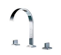 Modern Ch Deck Mounted T Square Bathroom Faucet - Double Handle Mixer for Hot & Cold Water, 3 Hole Sink Inllat, & Slish Design for Contemporary Bathrooms