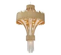 Modern Chandelier, 2025 Duplex Building Villa Deluxe Crystal Chandelier Stair Hotel Lobby Project LED Penthouse for Living Room(Cold White,D1000xH2300mm)