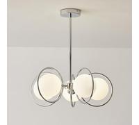 Modern Chandelier 3/5-Light Pendant Light Fixtures Lighting, Mid Century Chrome Glass Pendant Lamps, Adjustable Height Hanging Light Fixtures Compatible with Dining Room Bedroom Hallway Livi