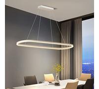 Modern Chandelier Circular LED Dimmable Oval Linear Chandelier Black LED Acrylic Contemporary Pendant Linear Chandeliers Lighting Dining Room Entry Kitchen Island Hanging Light 35W/42W