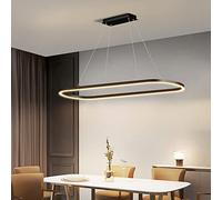 Modern Chandelier Circular LED Dimmable Oval Linear Chandelier Black LED Acrylic Contemporary Pendant Linear Chandeliers Lighting Dining Room Entry Kitchen Island Hanging Light 35W/42W