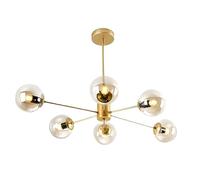 Modern Chandelier E26/E27 Vintage Industrial Style with Glass Globe Shade Ceiling Light Fixture for Home & Store Warm White & Amber Finish
