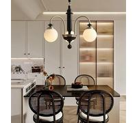 Modern Chandelier, French Design V-intage Medieval Chandelier LED E27 Roman Column Solid Wood Pendant Lights Living/Dining Room Studio(Black 3heads)