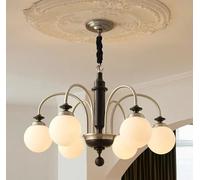 Modern Chandelier, French Design V-intage Medieval Chandelier LED E27 Roman Column Solid Wood Pendant Lights Living/Dining Room Studio(Black 6heads)
