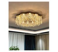 Modern Chandelier, Gold/Silver Light Luxury Wave Rectangle Dining Room Aisle Crystal Ceiling Round Entry Living Bedroom K9(Silver,Warm,Round D60)
