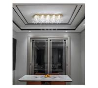 Modern Chandelier, Gold/Silver Light Luxury Wave Rectangle Dining Room Aisle Crystal Ceiling Round Entry Living Bedroom K9(Gold,Change,Square L110cm)