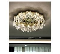 Modern Chandelier, Gold/Silver Light Luxury Wave Rectangle Dining Room Aisle Crystal Ceiling Round Entry Living Bedroom K9(Gold,Warm,Round D80)