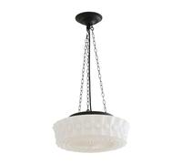 Modern Chandelier Large Milk Glass Pendant Light Vintage Traditional Drum Shade Chandelier Antique Schoolhouse Hanging Lamp Mid Century French Style Country Lighting for Bedroom Kitchen Dining Room(Cr