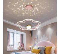 Modern Chandelier, Modern Cartoons Creative LED Chandelier Lamps for Master Bedroom Children's Study Living Room Decor Lighting Fixtures Luminaire(Flower-Pink-D50cm,3 Color)