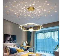 Modern Chandelier, Modern Cartoons Creative LED Chandelier Lamps for Master Bedroom Children's Study Living Room Decor Lighting Fixtures Luminaire(Flower-Gold-D40cm,3 Color)