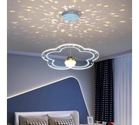 Modern Chandelier, Modern Cartoons Creative LED Chandelier Lamps for Master Bedroom Children's Study Living Room Decor Lighting Fixtures Luminaire(Flower-Blue-D40cm,3 Color)