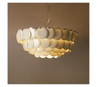 Modern Chandelier, Modern Danish Design Chandelier White Ceramic Hanging Pendant Light for Dining Room Living Bedroom Home Decor Lighting(B Ceramics Lampshade,Warm)