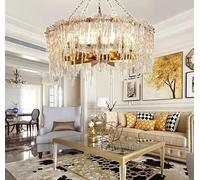 Modern Chandelier, Postmodern Villa Living Room Chandelier Ice Series Minimalist Art Crystal Dining Bedroom LED(Round 100cm,White Light)