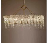 Modern Chandelier, Postmodern Villa Living Room Chandelier Ice Series Minimalist Art Crystal Dining Bedroom LED(Long 100cm,Natural Light)