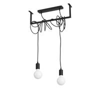 Modern Chandelier SALAMANCA 2 2-Light Fabric Black E27 LED SOLLUX LIGHTING