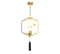 Modern Chandelier Simulation Lotus Chandelier Resin Imitation Real Little Bird Pendant Light E27 Chinese Wrought Iron Hanging Lighting Fixture for Living Room Dining Room Bed