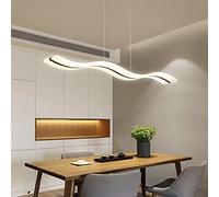 Modern Chandelier Wave Shape LED Pendant Light Modern Simple Acrylic Chandelier Linear Adjustable Hanging Lamp for Dining Table Kitchen Island Office(Size:98x11.5CM, 38W,Color:Stepless Dimming)