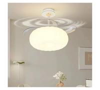 Modern Chandelier, White Pumpkin Flower Cloud Ceiling Light with Fan for Children Bedroom Modern Dimmable Led Lamp Living Room(Upgrade A)