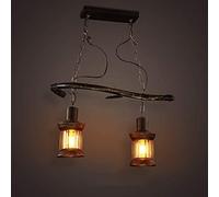 Modern Chandeliers 2-Heads Industrial Ceiling Hanging with Glass Shade Antique Pendant Light Fixture Wrought Iron Droplight for Kitchen Barn Hallway Porch Stairwell Dining Ro