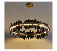 Modern Chandeliers for Dining Room Living Room with Remote Control LED Hanging Lamp Kitchen Island Pendant Light Lustre Fixtures(A-Dia60cm(Black))