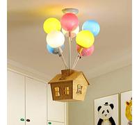 Modern Chandeliers LED Children's Creative Cartoon Balloon Wooden House Boy Girl Room Ceiling Lamp A+(8 Heads)