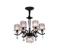 Modern Chaner, Luxury Industrial Crystal Chaner,d Boutique Decoration Iron Crystal Pendant Lighting Semi-Flush Mount Ceiling Lights Compatible with Living Room Dining Room Bedroom-Black 7l (Black 7li