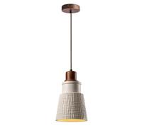 Modern Chaner Stone Pendant Lamp Japanese Style Cement Pendant Light Adjustable Cord Walnut Wood Long Hanging Lighting Cone Shape Retro Concrete Ceiling Light Fixture for Restaurants Kitchen Islan