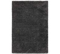 Modern Charcoal Shaggy Plain Easy To Clean Dining Room Rug-80Cm X 150Cm