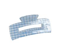 Modern Checkered Acrylic Hair Clip with Secure Hold, Blue LARGE | Korean-Inspired Lightweight Grip for Long Hair Updos and Ponytails, Gentle on Hair for Everyday Styling