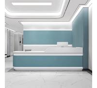 Modern Checkout Counter Reception Desk, Lockable Drawers, Hidden LED Lighting, Customizable Logo, Commercial Furniture for Office Dental Clinics Fitness Centers