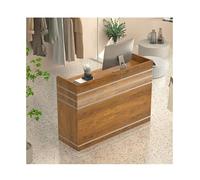 Modern Checkout Counter Table with Cable Management - Retail Reception Desk for Salon Office Store Clinic & Home - 31.5in Yellow Oak Front Table