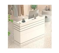 Modern Checkout Counter Table with Cable Management - Versatile Retail Reception Table for Salon Office Store Clinic Home - White 31.5in (L80cm)