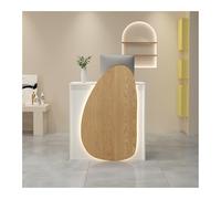 Modern Checkout Counter with Lockable Drawer Office Reception Desk Front Retail Counter for Salons & Shops White Wood Grain Finish 60cm/23.6in