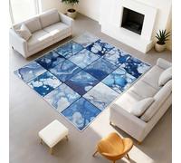 Modern Chequered Printed Rugs Geometric Patchwork Soft Rugs Polar Floating Ice Machine Washable Area Rug for Entrance 50 x 80 cm