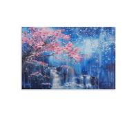 Modern Cherry Blossoms Canvas Wall Art, Abstract Rain Tree Graffiti Plant Painting Print on Textured Canvas, Wall Poster Artwork for Living Room Bedroom Office Decor Unframe 16x24inch(40x60cm)