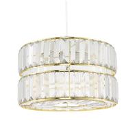 Modern Chic Double Tier Pendant Shade with Rows of Clear Acrylic Prisms Happy Homewares Gold One Size