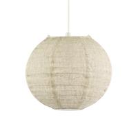 Modern Chic Natural Linen Fabric Oatmeal Spherical Ceiling Pendant Lighting Shade | 25cm Diameter | Unique Textured Effect by Happy Homewares