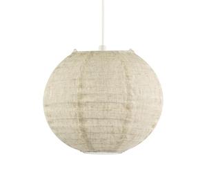 Modern Chic Natural Linen Fabric Oatmeal Spherical Ceiling Pendant Lighting Shade | 25cm Diameter | Unique Textured Effect by Happy Homewares