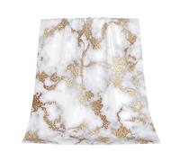 Modern Chic White Gold Foil Marble Fleece Throw Blanket Super Soft Flannel Cozy Lightweight Fuzzy Blanket for Couch Sofa Bed Office Travel Camping Throw Blankets for All Season (50"x40")